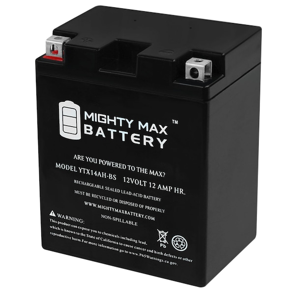 Mighty Max Battery YTX14AH-BS 12V 12Ah Battery Replacement for Scorpion YTX14AH-BS ATV YTX14AH1175